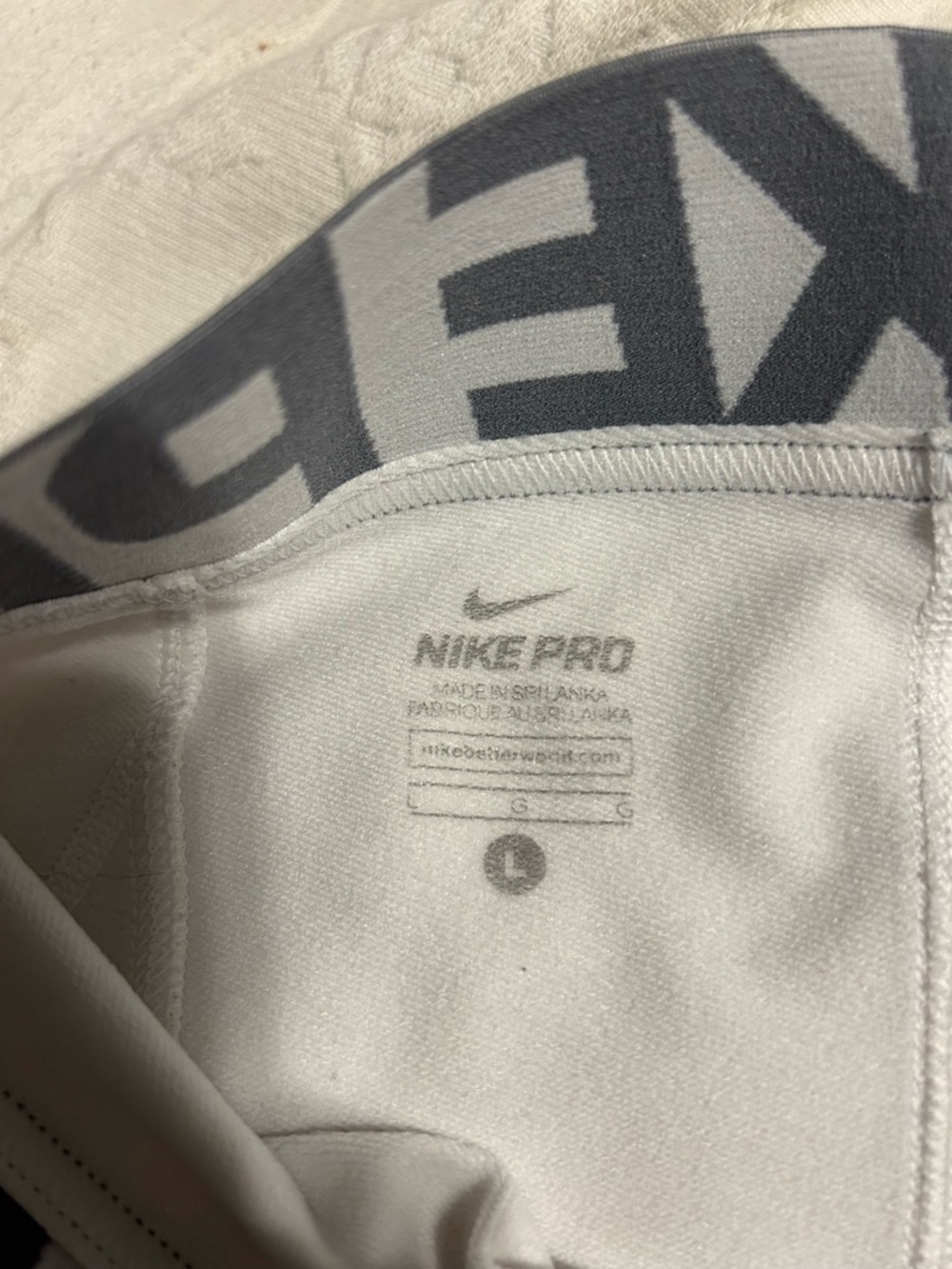 Nike White Compression Leggings with Black Swoosh - Picture 6 of 7
